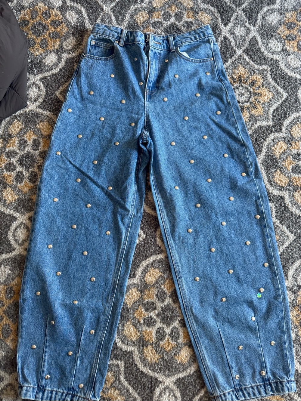 Studded Blue Ankle-Length Women's Jeans